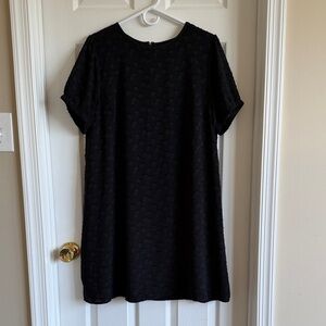 LOFT Black Textured Shift Mini Dress